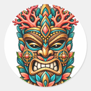 Koraal Bloesem Tiki Sticker