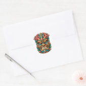 Koraal Bloesem Tiki Sticker (Envelop)