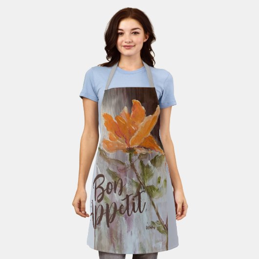 Koraal Blooms All-Over Print Schort (Gedragen)