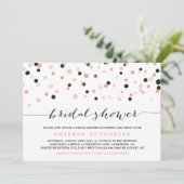 Koraal Blush Confetti Stippen Bridal Shower Invita Kaart (Staand voorkant)