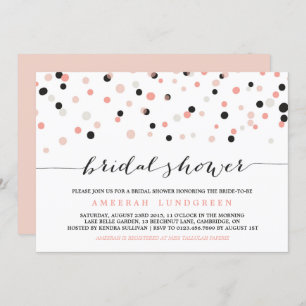 Koraal Blush Confetti Stippen Bridal Shower Invita Kaart
