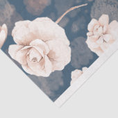 Koraal Blush Roze Bloemen Patroon Blauw Tissuepapier (Detail)