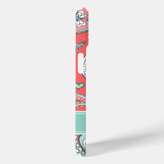 Koraal Bohemian Paisley Custom Monogram Case-Mate iPhone Case (Achterkant / Rechts)