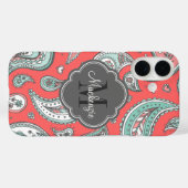 Koraal Bohemian Paisley Custom Monogram Case-Mate iPhone Case (Achterkant (horizontaal))