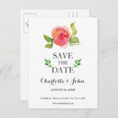 koraal boho waterverf floral save the dates aankondigingskaart (Voorkant / Achterkant)