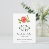 koraal boho waterverf floral save the dates aankondigingskaart (Staand voorkant)