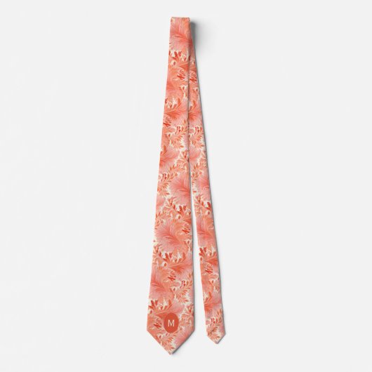 Koraal Botanisch Monogram Stropdas (Voorkant)