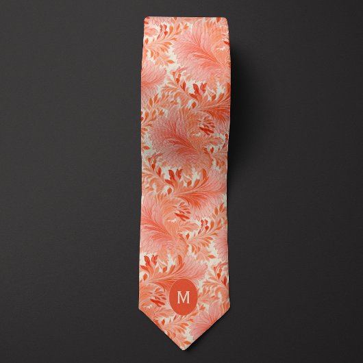 Koraal Botanisch Monogram Stropdas