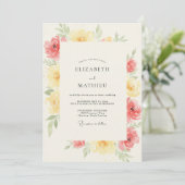 Koraal Boter Ranunculus Eucalyptus Bruiloft Kaart (Staand voorkant)