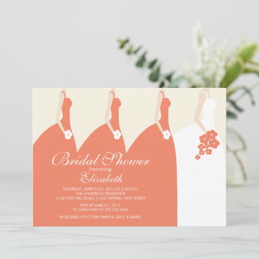 Koraal Bridesmaids Bridal Shower Uitnodiging (Staand voorkant)