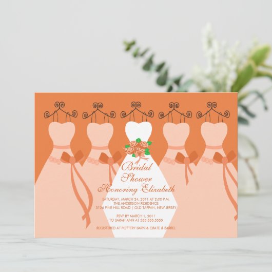 Koraal Bridesmaids Bridal Shower Uitnodiging (Staand voorkant)