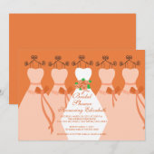 Koraal Bridesmaids Bridal Shower Uitnodiging (Voorkant / Achterkant)