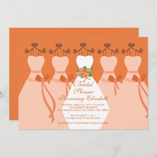 Koraal Bridesmaids Bridal Shower Uitnodiging (Voorkant / Achterkant)