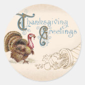 Koraal Briefkaart Thanksgiving Turkije Sticker (Voorkant)