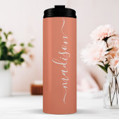 Koraal Bruidsmeisje Stijlvolle Handtekening Script Thermosbeker