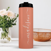 Koraal Bruidsmeisje Stijlvolle Handtekening Script Thermosbeker