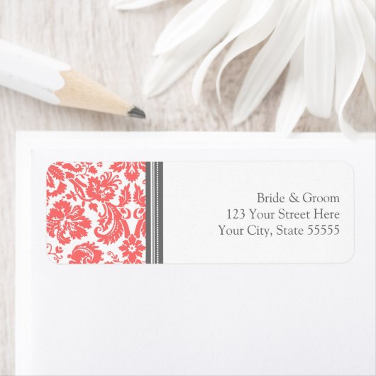 Koraal Bruiloft Aangepaste retour adreslabels Etiket (Insitu)