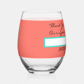 Koraal bruiloft gunsten Monogram rood hart Wijnglas Zonder Voet (Rechts)