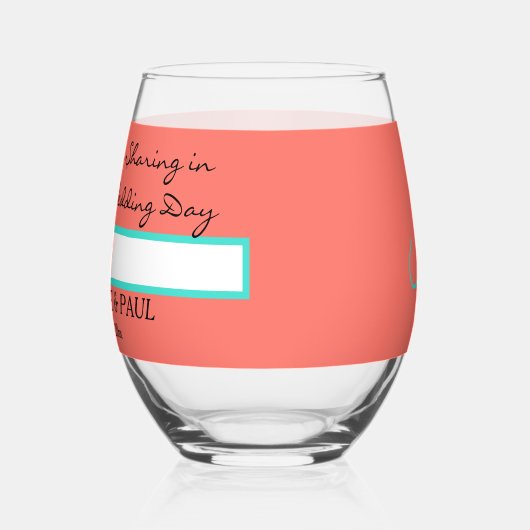 Koraal bruiloft gunsten Monogram rood hart Wijnglas Zonder Voet (Links)