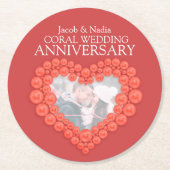 Koraal bruiloft jubileum hart foto onderzetters (Voorkant)