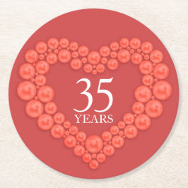 Koraal bruiloft jubileum hart foto onderzetters