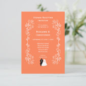 Koraal bruiloft receptie uitnodiging bruid bruideg (Staand voorkant)