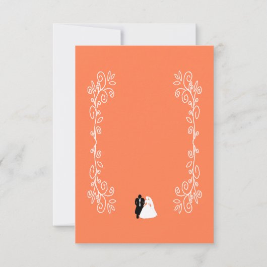 Koraal bruiloft receptie uitnodiging bruid bruideg (Achterkant)