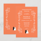 Koraal bruiloft receptie uitnodiging bruid bruideg (Voorkant / Achterkant)