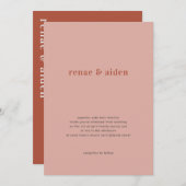Koraal bruiloft uitnodiging, roest bruiloft uitnod kaart (Voorkant / Achterkant)