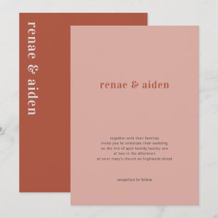 Koraal bruiloft uitnodiging, roest bruiloft uitnod kaart