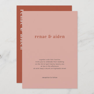 Koraal bruiloft uitnodiging, roest bruiloft uitnod kaart
