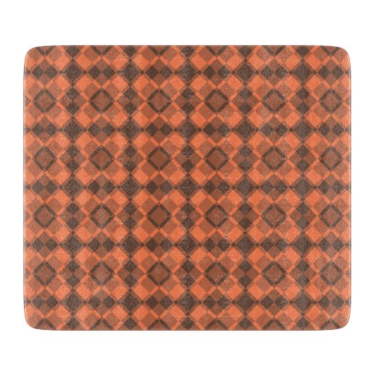 Koraal Bruin Geruit Argyle Patroon Snijplank (Voorkant)
