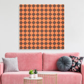 Koraal Bruin Geruit Diamant Patroon Canvas Afdruk (Insitu (Woonkamer))