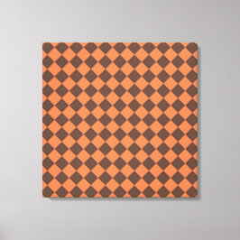 Koraal Bruin Geruit Diamant Patroon Canvas Afdruk