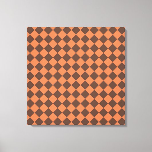 Koraal Bruin Geruit Diamant Patroon Canvas Afdruk (Voorkant)