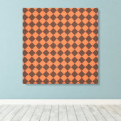 Koraal Bruin Geruit Diamant Patroon Canvas Afdruk (Insitu (Houten vloer))