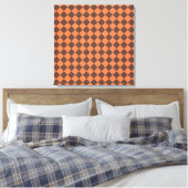 Koraal Bruin Geruit Diamant Patroon Canvas Afdruk (Insitu (Slaapkamer))