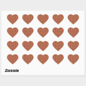 Koraal Bruin Geruit Ruit Plaid Patroon Hart Sticker (Vel)