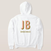 Koraal + Bruin Monogram Trouwfeest Zip-Up Hoodie (Laag Achter)
