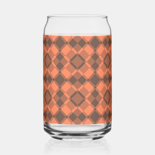 Koraal Bruine Geruite Argyle Patroon Blikvorm Glas (Voorkant)