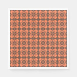 Koraal Bruine Geruite Argyle Patroon Servet