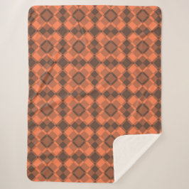 Koraal Bruine Geruite Argyle Patroon Sherpa Deken