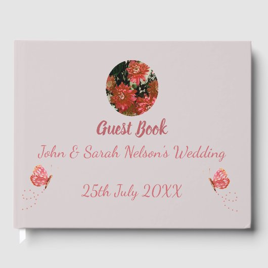 Koraal Butterflies Floral Gastenboek (Voorkant)