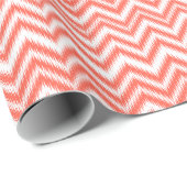 Koraal Chevron Ikat Pattern-pakpapier Cadeaupapier (Rol Hoek)