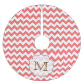 Koraal Chevron Streep Monogram Initiaal Boomrok Kerstboom Rok (Voorkant)