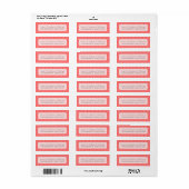 Koraal Chevron Strepen Moderne Bruiloft Etiket (Full Sheet)