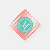 Koraal Chevron zigzag gepersonaliseerd monogram Servetten (Hoek)