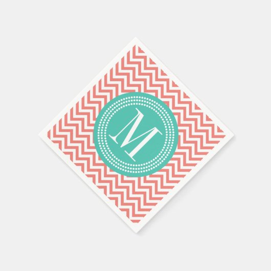 Koraal Chevron zigzag gepersonaliseerd monogram Servetten (Hoek)
