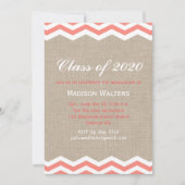 Koraal Chevrons voor het Afstuderen Burlap Kaart (Voorkant)