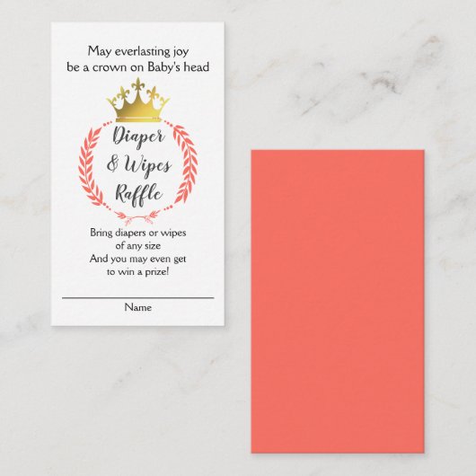Koraal Christelijk DIAPER WIPES RAFFLE-behuizing Informatiekaartje (Voorkant / Achterkant)
